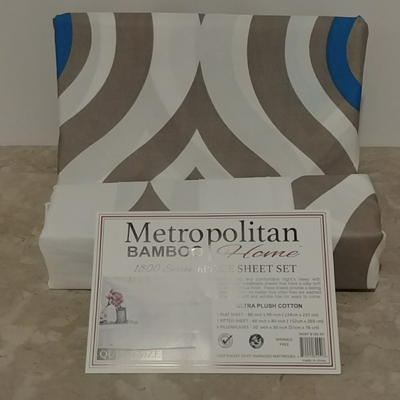 Metropolitan Bamboo Abstract Gray Queen She… - Picture 8 of 12